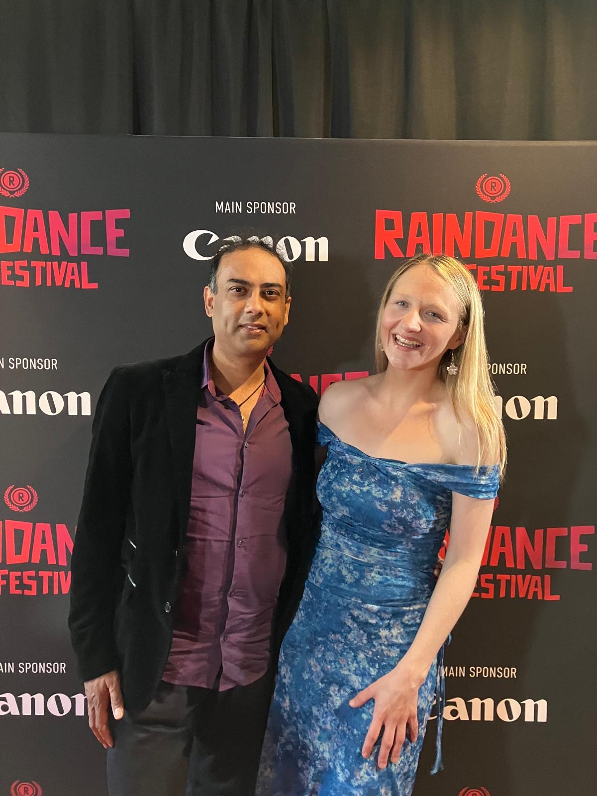 Hanna Elizabeth Young with composer Imran Ahmad on the Raindance Film Festival red carpet